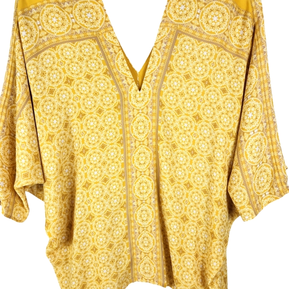 ⚜️Women’s Yellow Printed V-Neck Top